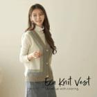 V-neck Color-block Wool Blend Knit Vest