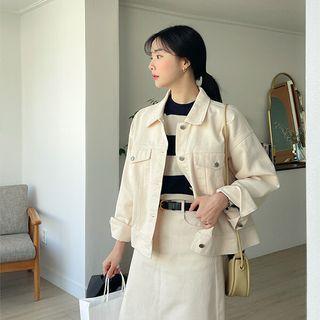 Metallic-button Cotton Jacket