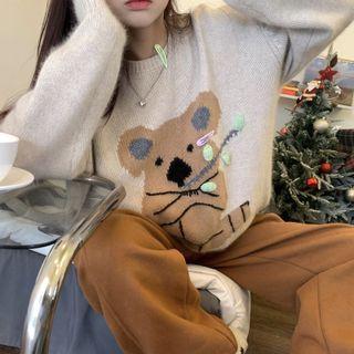 Koala Print Sweater Khaki - One Size