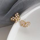 Faux Pearl Butterfly Stud Earring 1 Pair - Gold - One Size