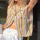 Oversize Striped Button-up Vest
