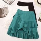 Asymmetric Frill Trim A-line Mini Skirt