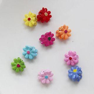 Plastic Flower Mini Hair Clamp 8pcs - Random Color - One Size