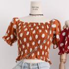 Boatneck Dotted Cropped T-shirt