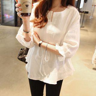 Puff-sleeve Drawstring Top