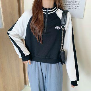 Long-sleeve Half-zip Raglan Top