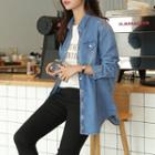 Pocket-front Washed Denim Shirt