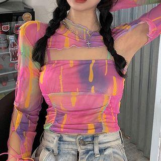 Set: Print Shrug + Camisole Top Pink - One Size