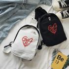 Heart Embroidery Canvas Belt Bag