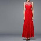 Embellished Lace Evening Gown
