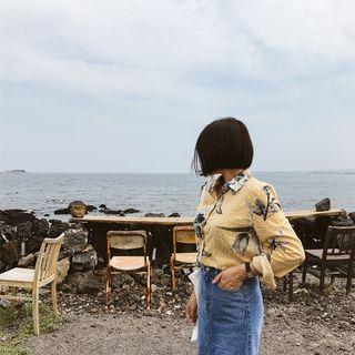 Floral Print Striped Shirt