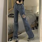 Cut-out High Waist Bootcut Jeans