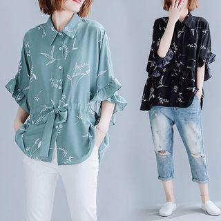 Dolman- Shirt Print Chiffon Top