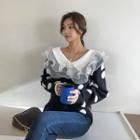 Ruffle-collar Polka Dot Sweater