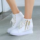 Lace Up Hidden Wedge Platform Shoes