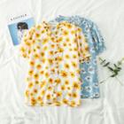 Flower Print Ruffled V-neck Short-sleeve Shirt