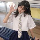 Short-sleeve Shirt / Long-sleeve Shirt / Plaid Tie / Set