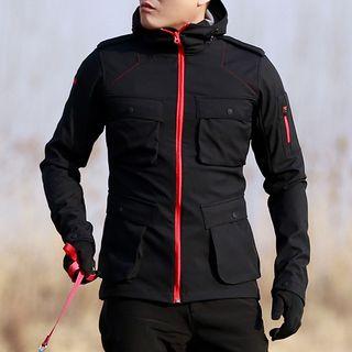 Stand Collar Zip Hooded Windbreaker