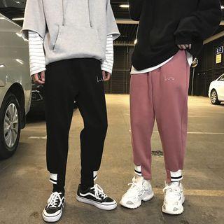 High-waist Drawstring Letter Printed Pants