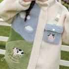 Cow Applique Zip-up Jacket