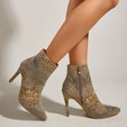 Snake Print Stiletto-heel Short Boots