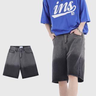 Gradient Denim Loose Fit Shorts
