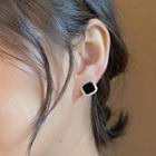 Rhinestone Square Stud Earring Nd.b1013 - 1 Pair - Gold & Black - One Size