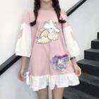 Cartoon Print 3/4-sleeve Dress