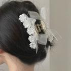 Flower Mesh Hair Clamp 2547a - White - One Size