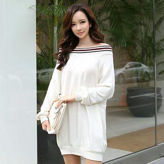 Striped Off Shoulder Pullover Dress