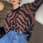Tiger Print Sweater Black & Brown - One Size