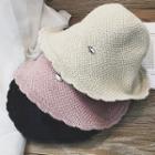 Scallop Trim Knit Bucket Hat