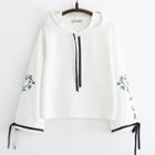 Embroidered Bow Detail Hoodie