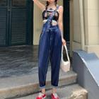 One-shoulder Denim Dungaree / Jumper Shorts / Midi Overall Dress