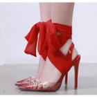 Clear Pointed-toe Ankle Wrap High Heel Pumps