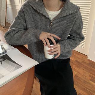 Plain Half-zip Sweater