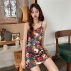 Sleeveless Floral Slim Fit Dress As Shown In Figure - One Size