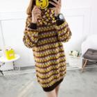 Set: Patterned Long Sleeve Knit Dress + Neck Warmer