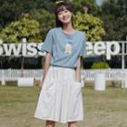 Short-sleeve Print T-shirt / Wide-leg Shorts / Set
