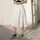 Plain Crinkled A-line Midi Skirt