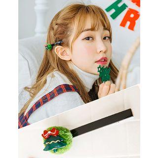 Christmas Tree Pompom Hair Clip