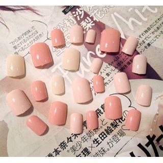 Plain Faux Nail Tips D34 - Pink & Almond - One Size