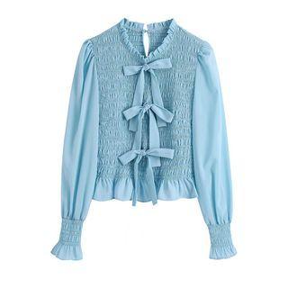 Ribbon Smocked Blouse