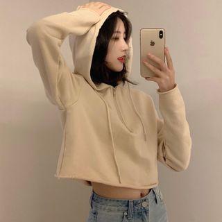 Half Zip Crop Hoodie