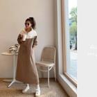 Two-tone Long Anorak Dress Brown - One Size