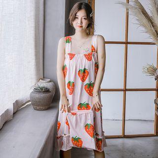 Sleeveless Fruit Pattern Sleep Dress
