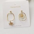 Asymmetrical Flower Drop Earring 1 Pair - As Shown In Figure - One Size