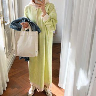 Hooded Stripped Long Pullover Dress