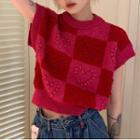 Checkered Sweater Vest Red - One Size