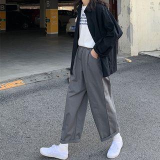 Plain Shirt Jacket / Crop Straight Fit Pants